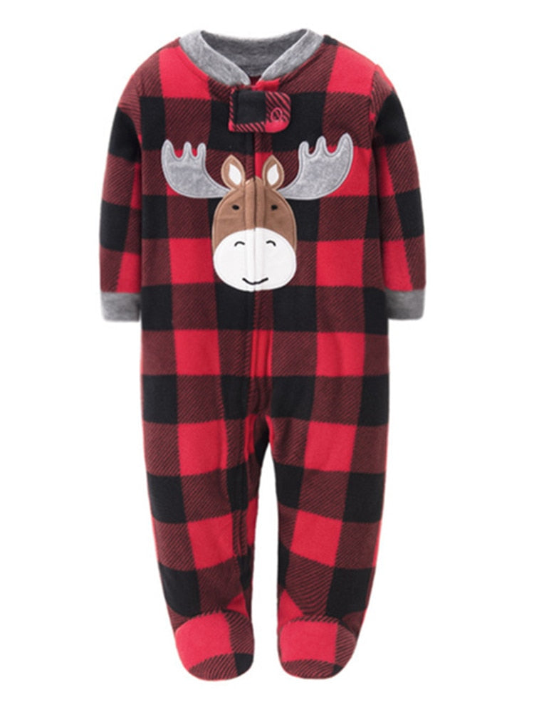 Christmas Romper Unisex Fleece Jumpsuit 3M-12M