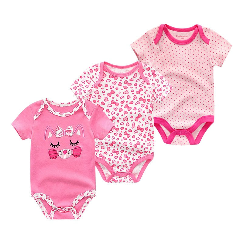 9M 12M 3Pcs/lot Newborn Romper Short Sleeve Baby onesize Jumpsuit