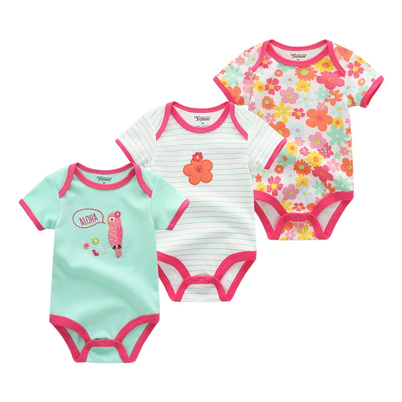 9M 12M 3Pcs/lot Newborn Romper Short Sleeve Baby onesize Jumpsuit
