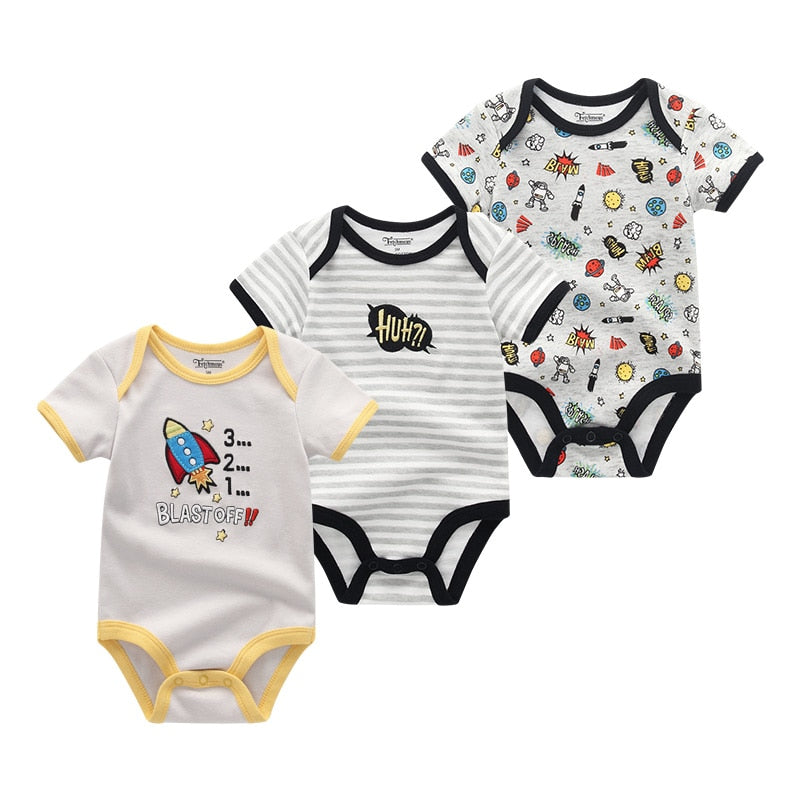 9M 12M 3Pcs/lot Newborn Romper Short Sleeve Baby onesize Jumpsuit