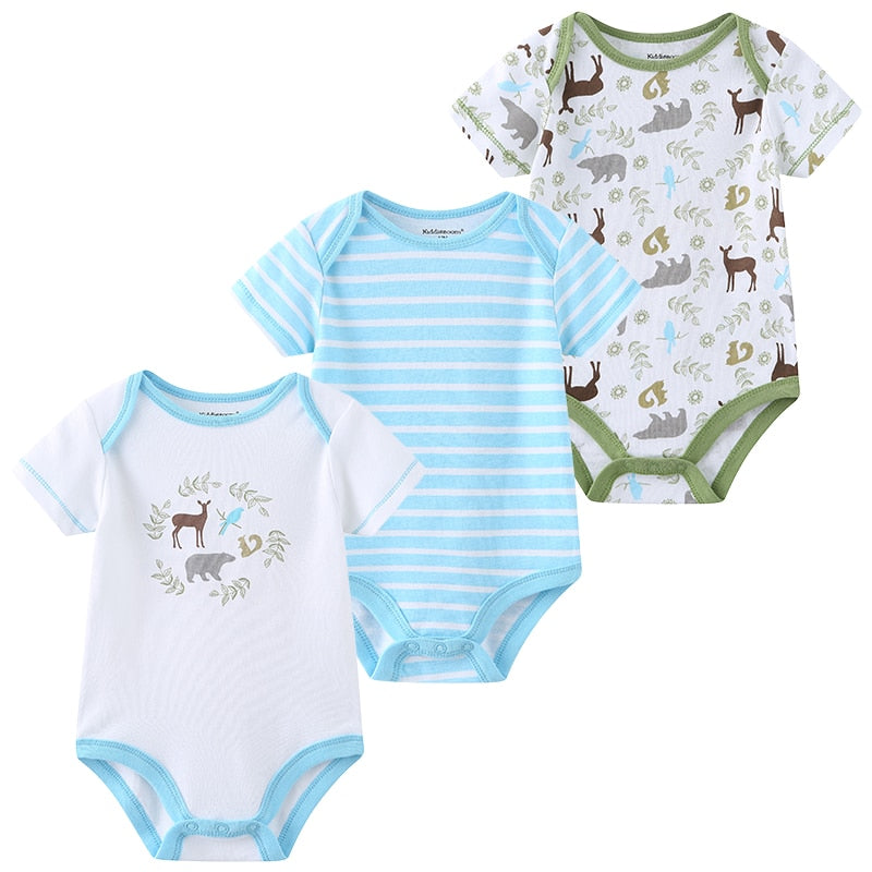 9M 12M 3Pcs/lot Newborn Romper Short Sleeve Baby onesize Jumpsuit