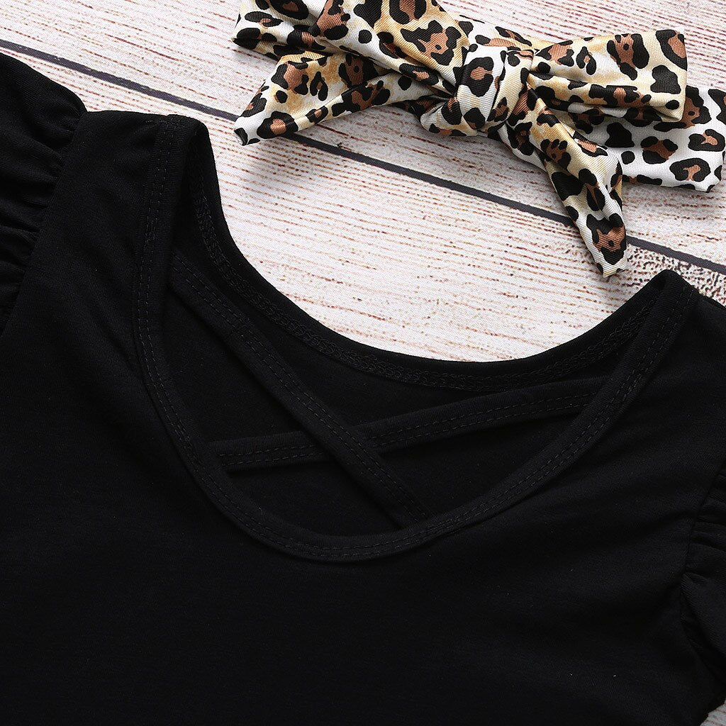 2pcs Set Girls Clothes Solid Romper