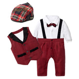 David Baby Suits Romper + Vest + Hat Formal Clothing New Born 0- 24 M