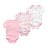 9M 12M 3Pcs/lot Newborn Romper Short Sleeve Baby onesize Jumpsuit