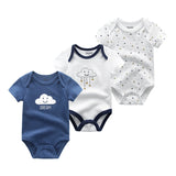 3M 6M 3Pcs/lot Newborn Romper Short Sleeve Baby onesize Jumpsuit