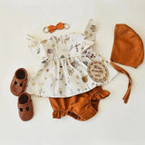 Biana Printed dress Baby Girls 4 Pcs set