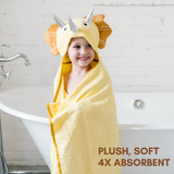 Bamboo Yellow Dinosaur Hooded Towel