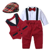 David Baby Suits Romper + Vest + Hat Formal Clothing New Born 0- 24 M