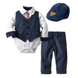 David Baby Suits Romper + Vest + Hat Formal Clothing New Born 0- 24 M