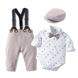 David Baby Suits Romper + Vest + Hat Formal Clothing New Born 0- 24 M